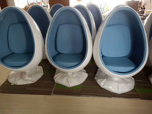 Red Fabric Upholstering Egg Pod Chair White Fiberglass Shell For Leisure