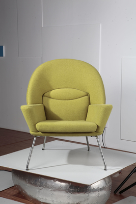 Luxury Yellow Modern Sitting Chairs / Comfortable Fabric Leisure Chair