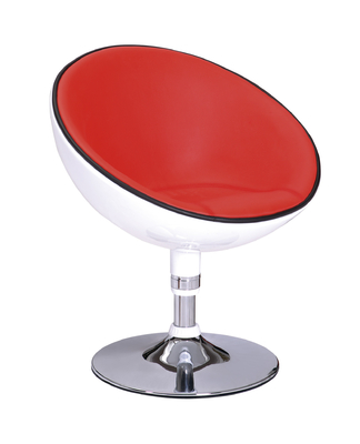 Modern PU Upholstered Half Moon Chair With Swivel Chrome Base Red Color